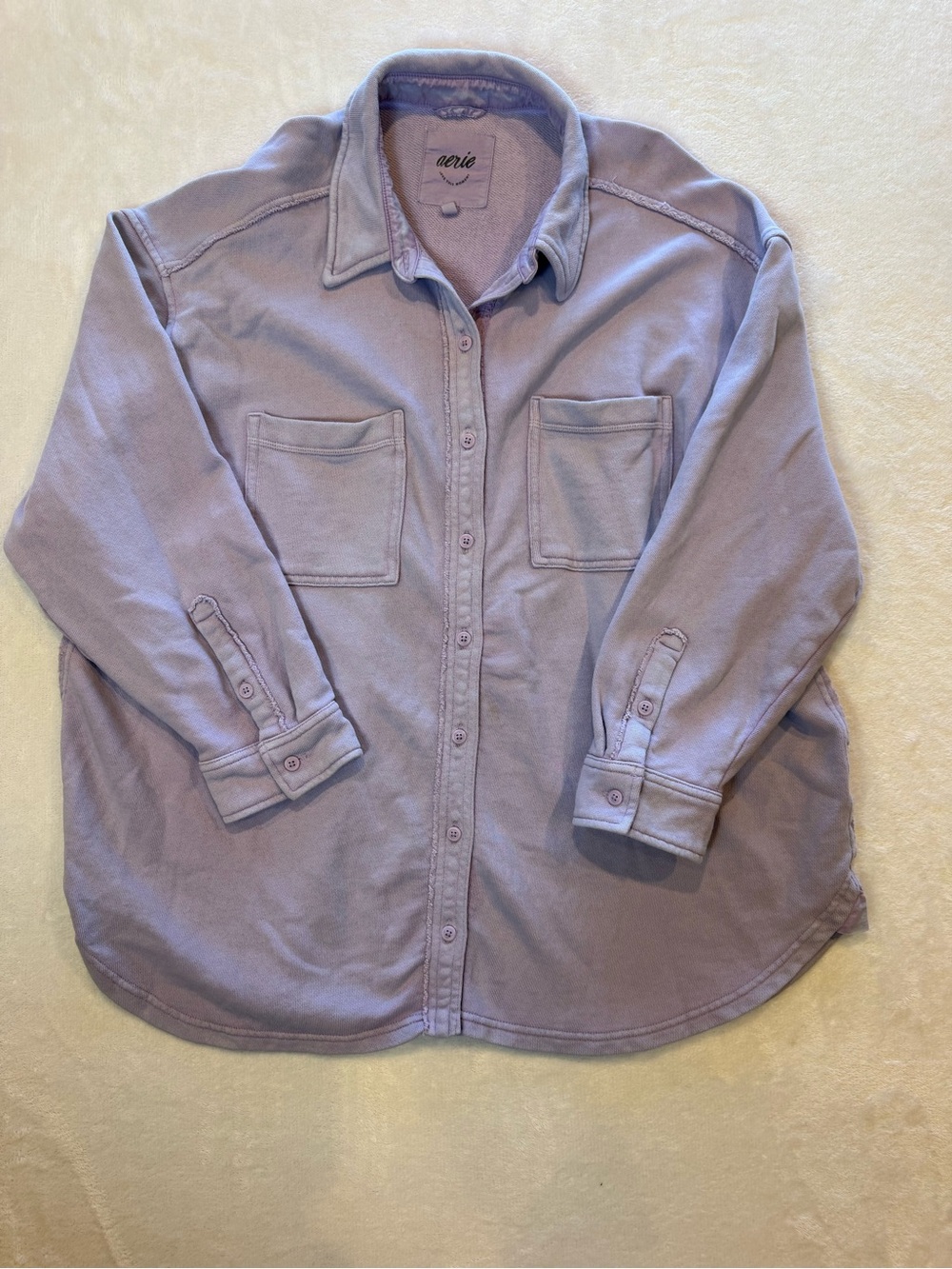 Aerie Lavender Button-Down Pocket Shirt size medium women’s EUC oversized